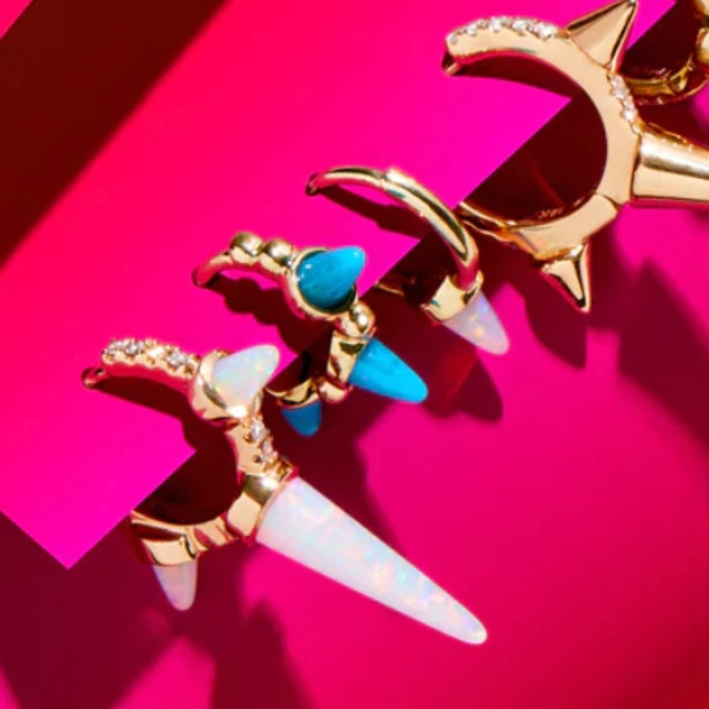Maria Tash Triple Short Turquoise Spike Hoop Earring SOLD OUT